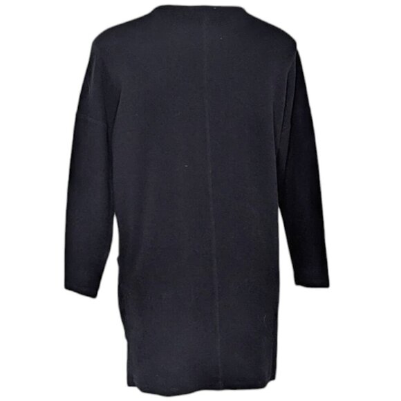 Zara Black Soft Knit Lagenlook Double Front Pocket Tunic Top Mini Dress - Picture 2 of 9